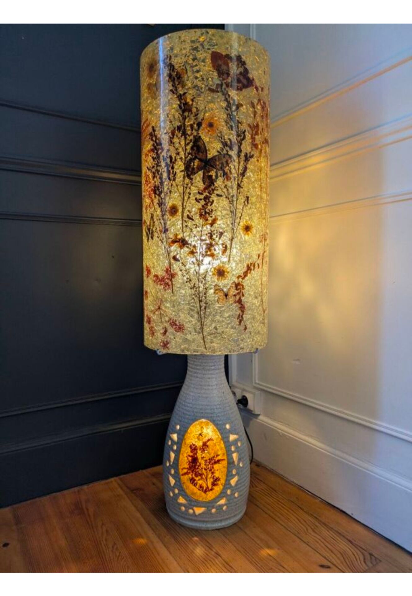 Lampe Accolay de sol rare et monumentale 116cm.