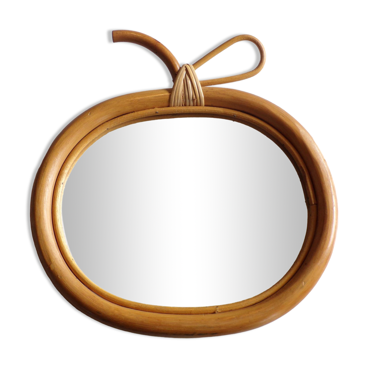 Vintage rattan apple mirror