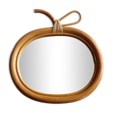 Miroir pomme vintage en rotin