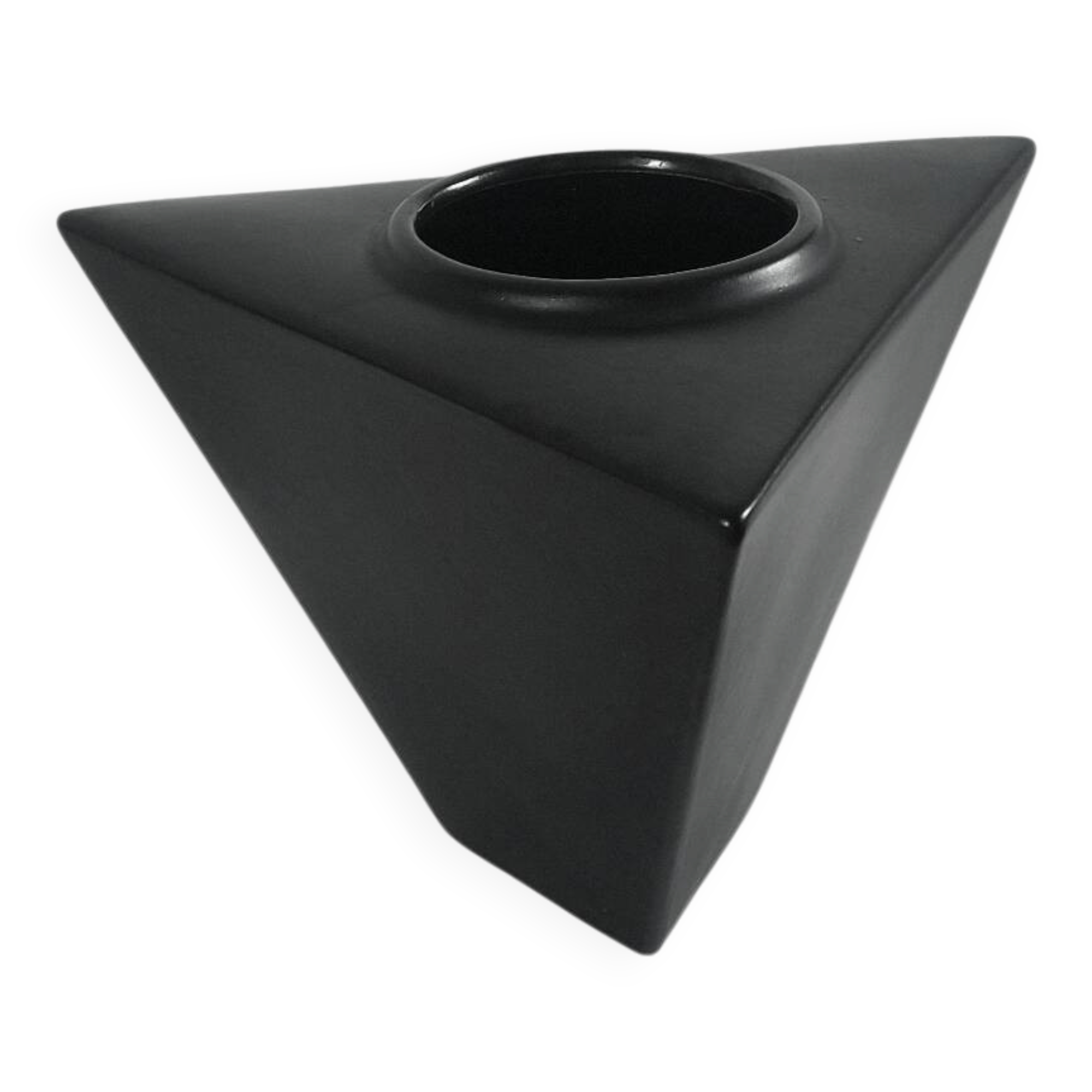 Vase en céramique postmoderne noir géométrique vintage