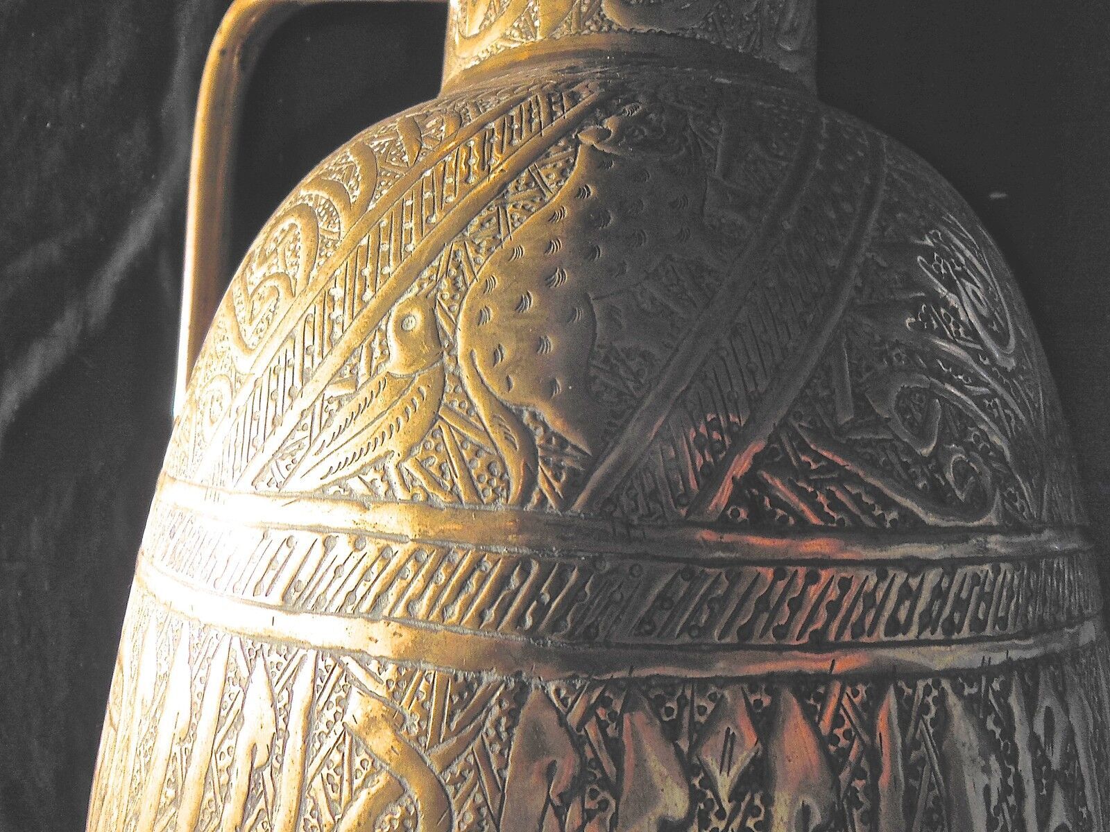 Pitcher - pair of tinned copper pourer qajar persian calligraphy -islamic art