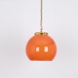 Orange glass pendant lamp from Peill & Putzler Germany 1970s