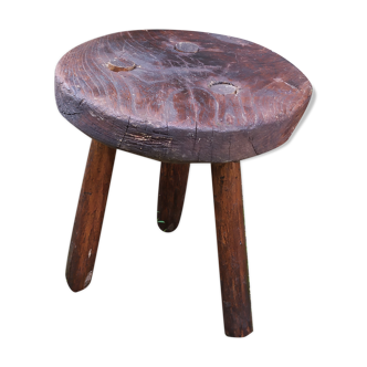 Tripod stool in raw wood