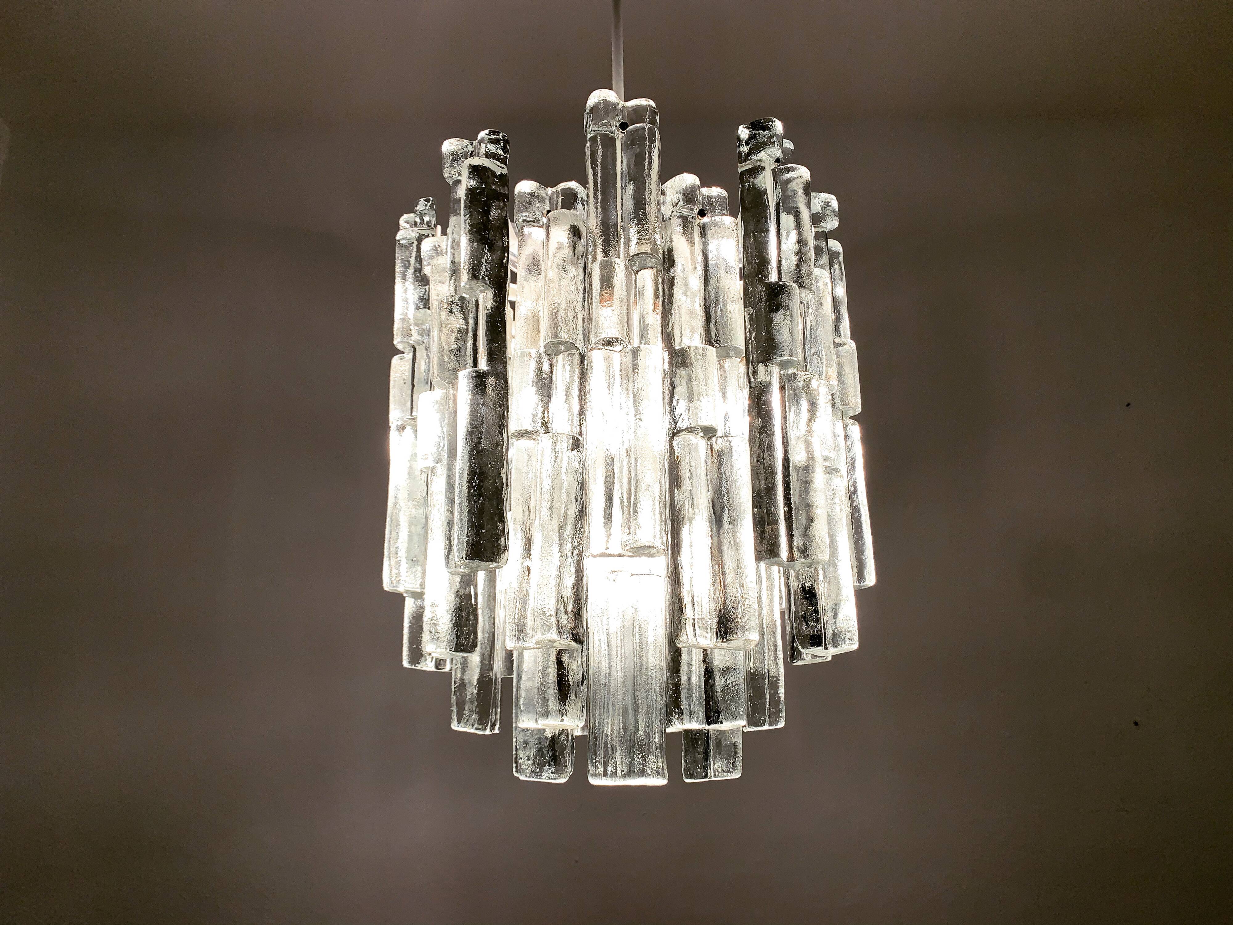 Austrian Ice Glass Chandelier by J.T. Kalmar