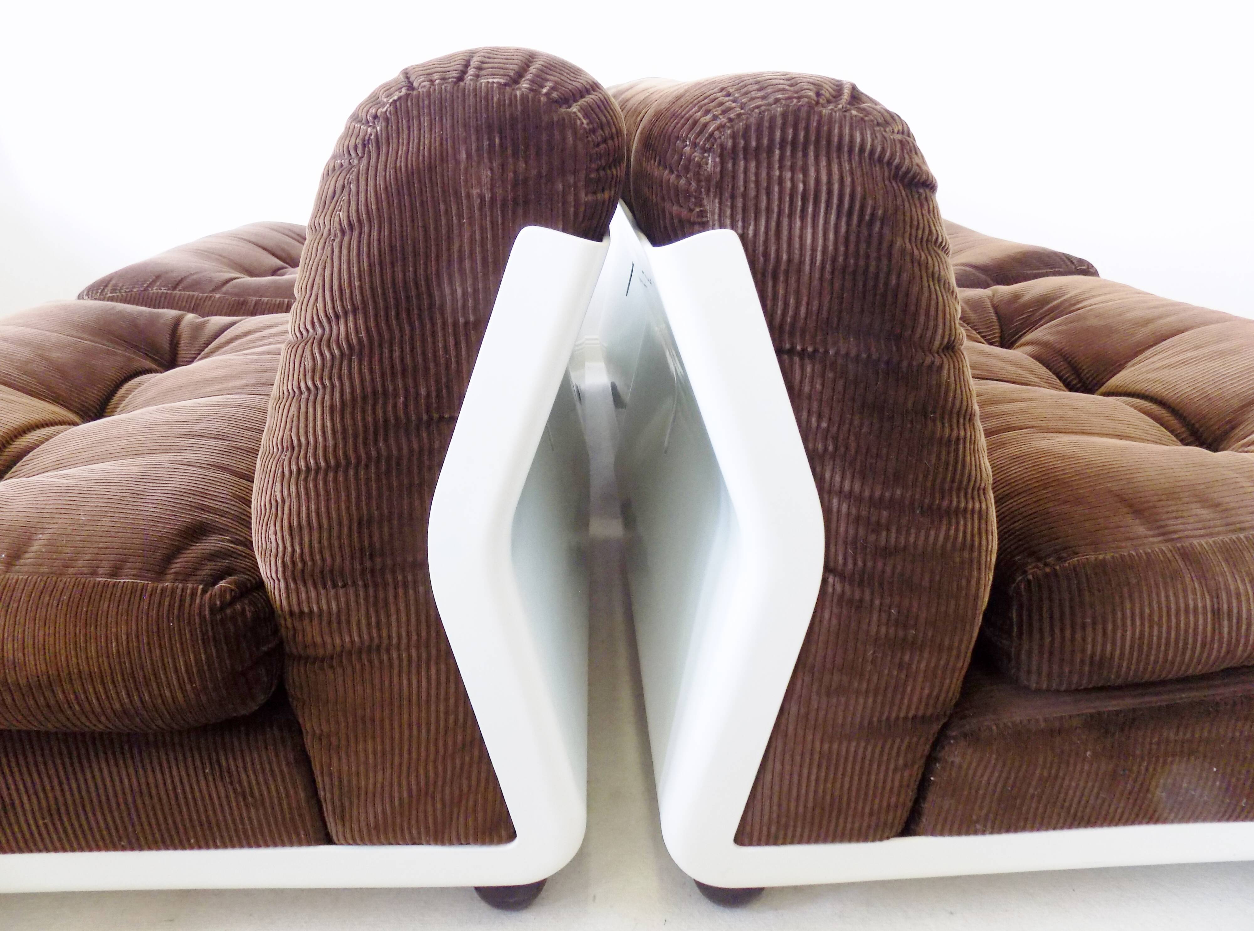 Set of 4 brown Amanta lounge chairs by Mario Bellini for C&B Italia