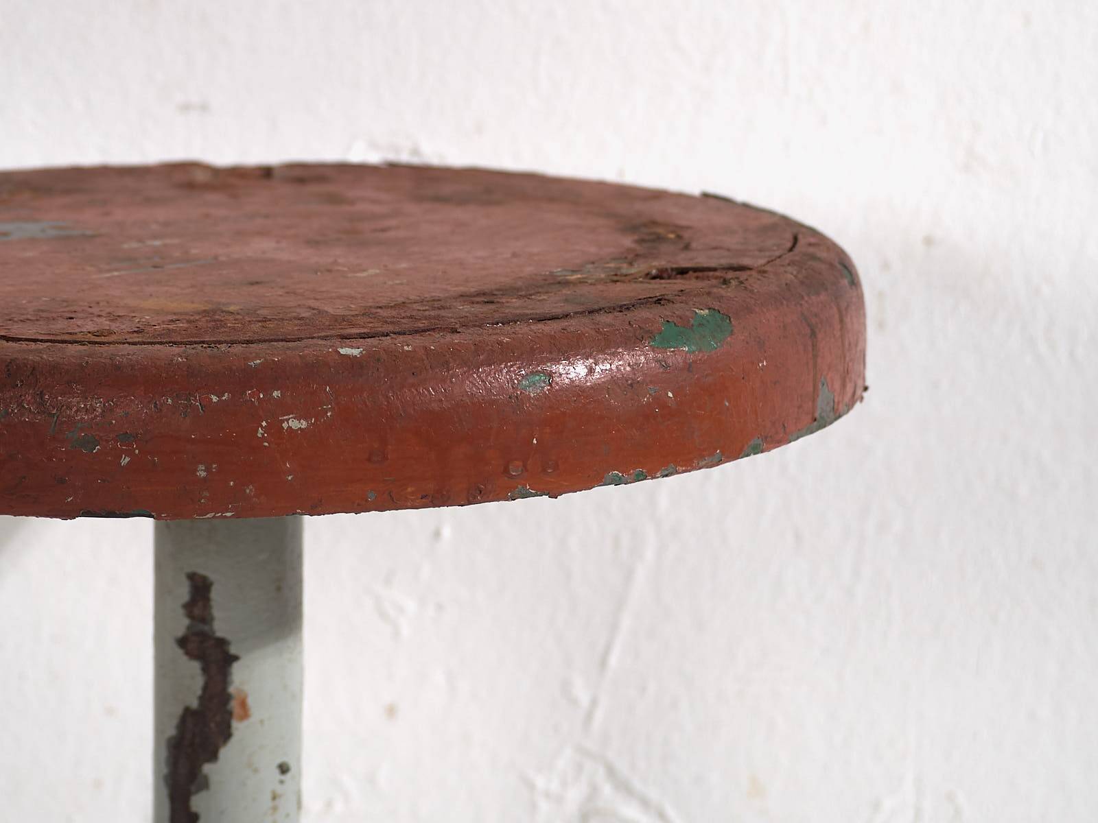 Industrial Style Round Metal Stool (c.1950) #9