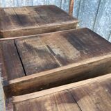 Antique solid cherry farmhouse table with 3 drawers and 2 pulls