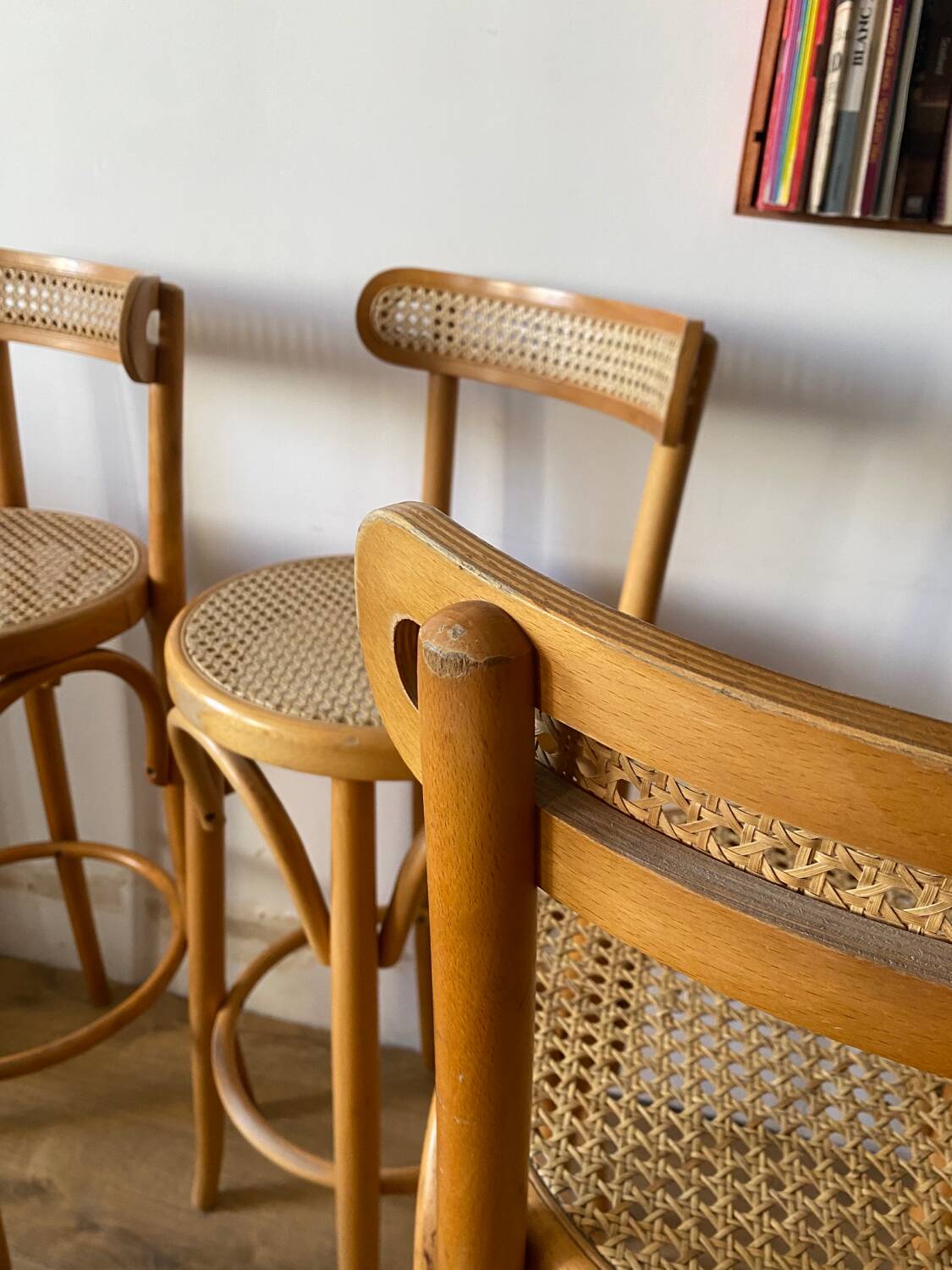 Canework and bentwood bar stools
