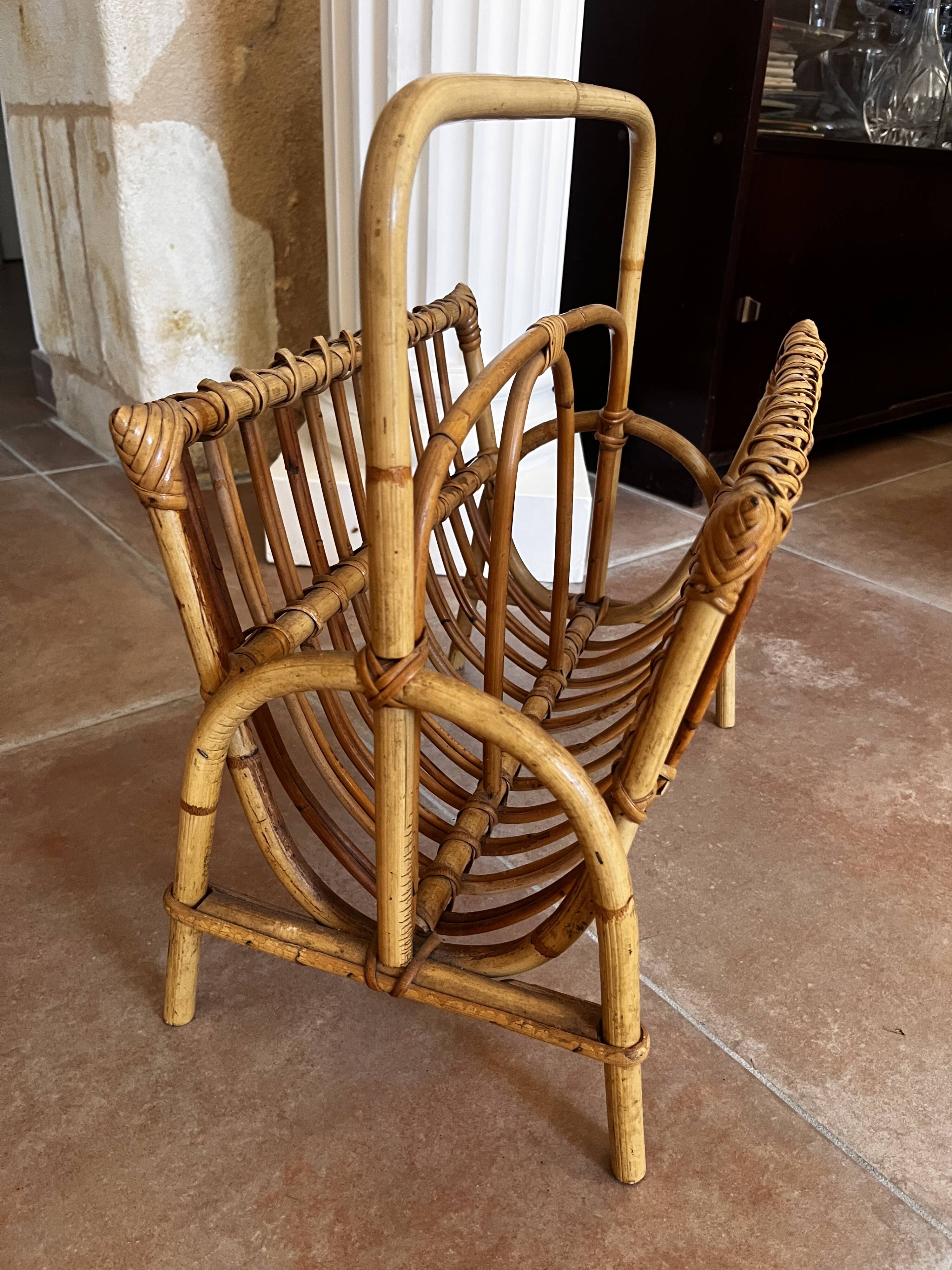 Rattan magazine rack