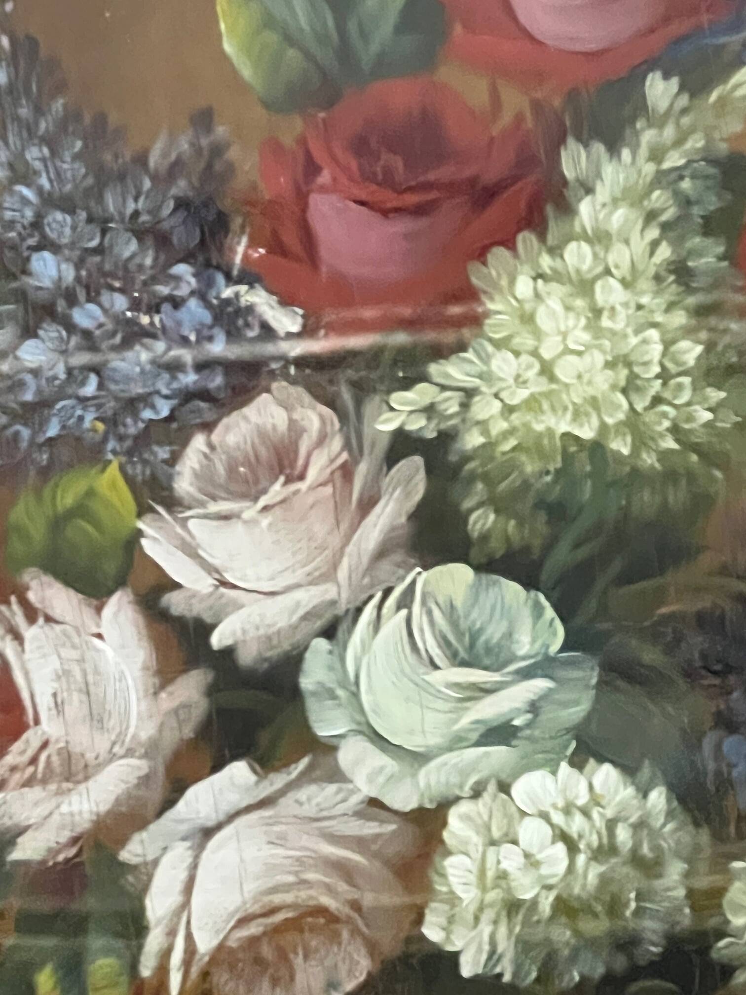 Still life with flowers. Oil on panel.