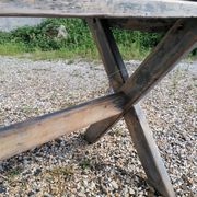 Table ferme  vintage en bois 2m, pieds en x