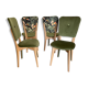 Chairs year 50/60, restored in green velvet and jungle parrot