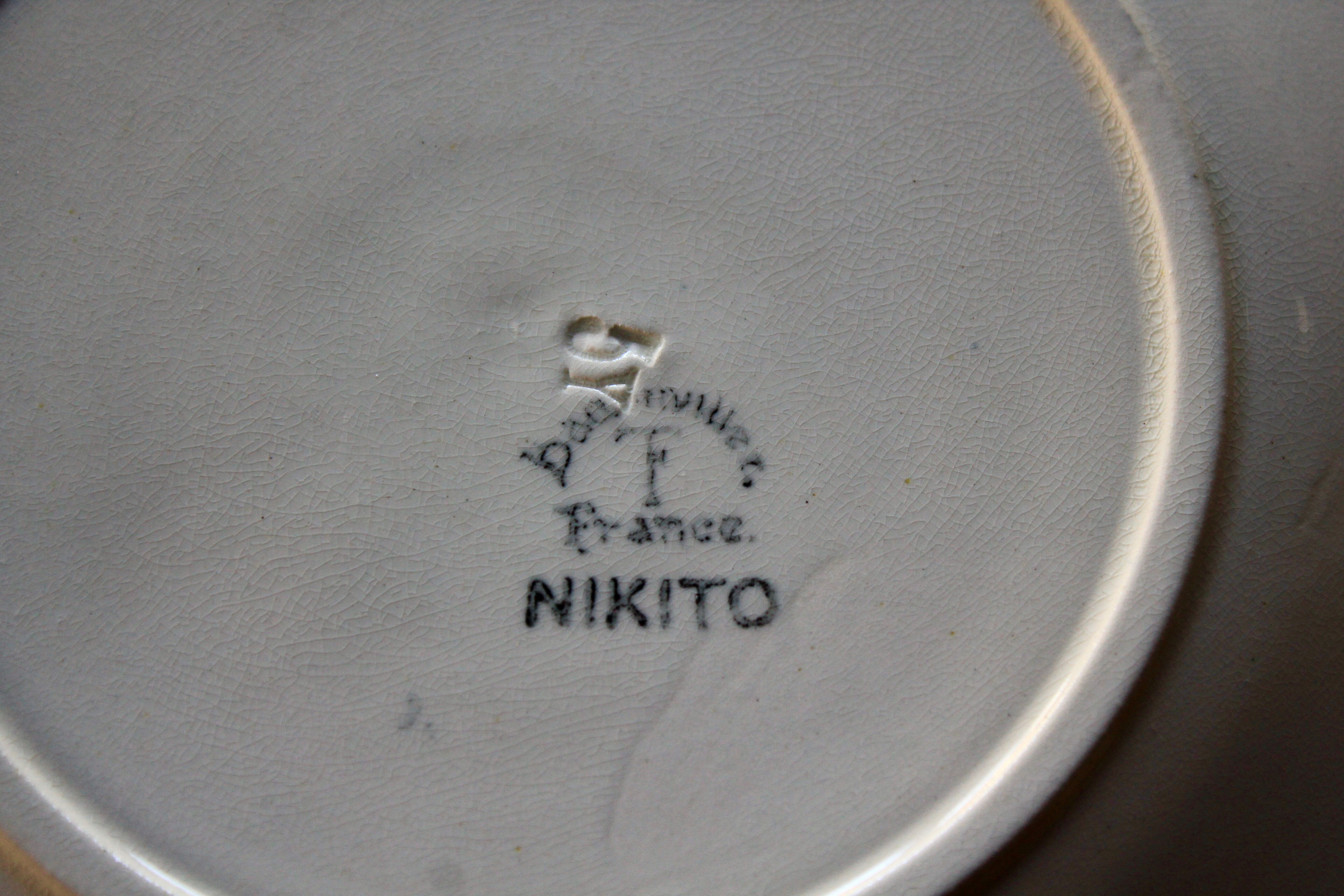 Flat plates faience 1900 Badonviller Nikito collection