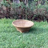 Large flat rattan basket