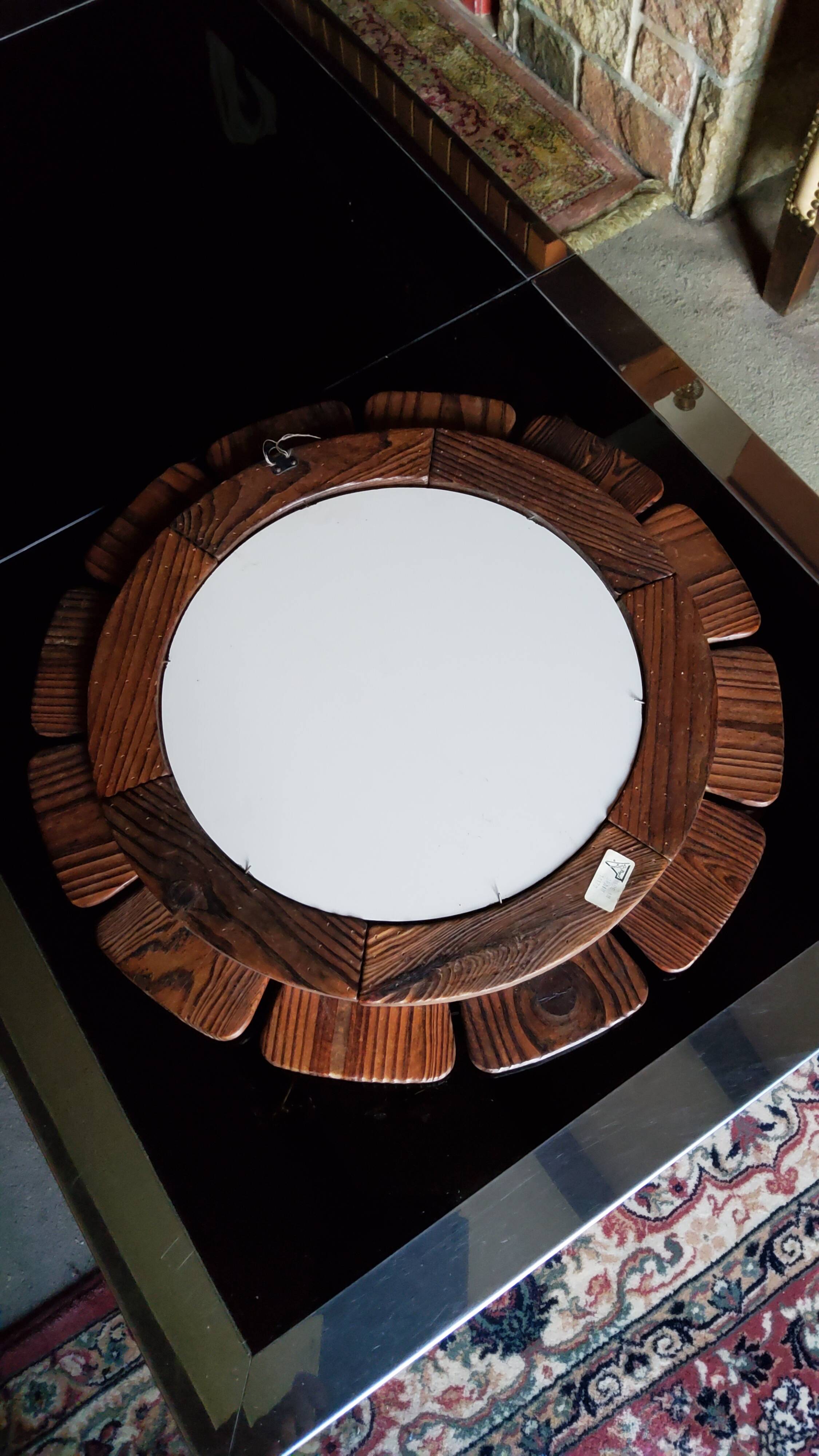 Wooden 70s sun mirror 52cm