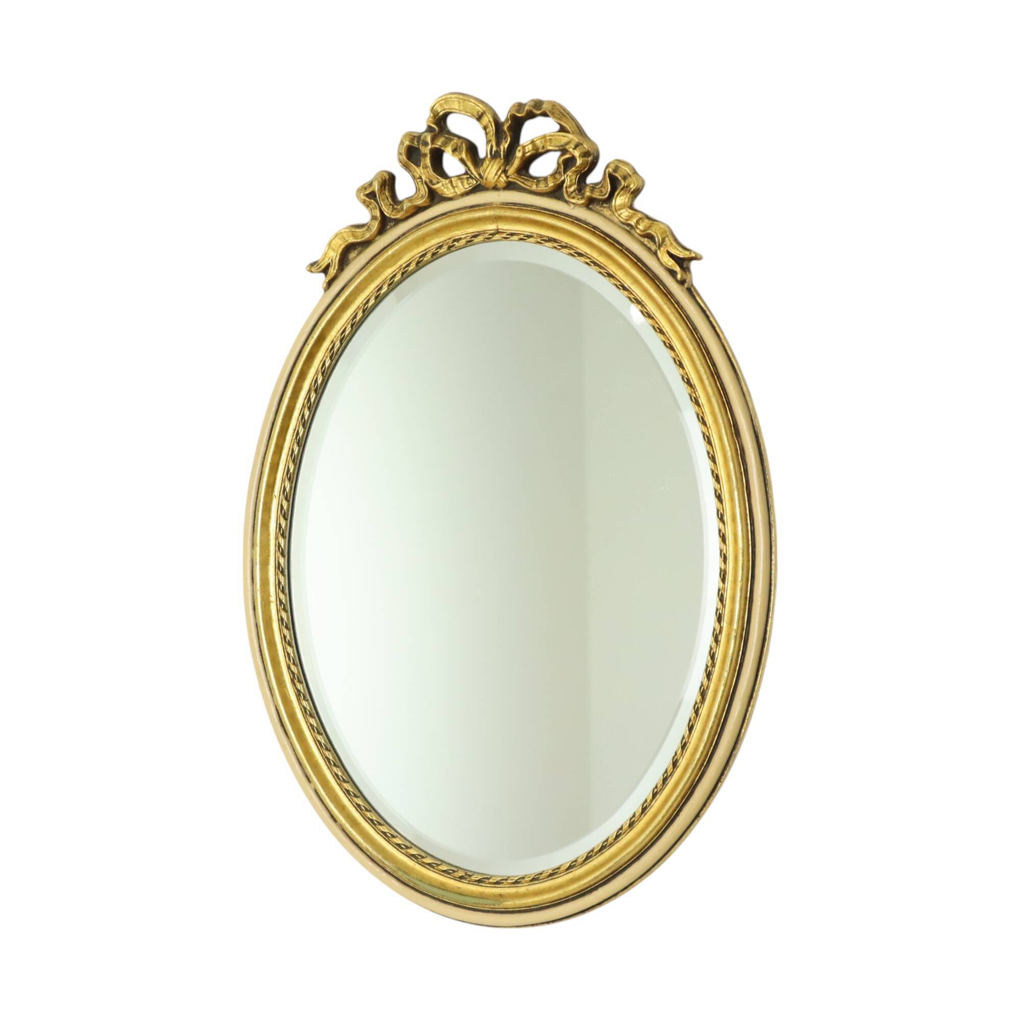 Oval Gold Leaf Gilded Mirror Classic Facet France 52cm
