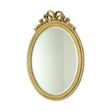Oval Gold Leaf Gilded Mirror Classic Facet France 52cm