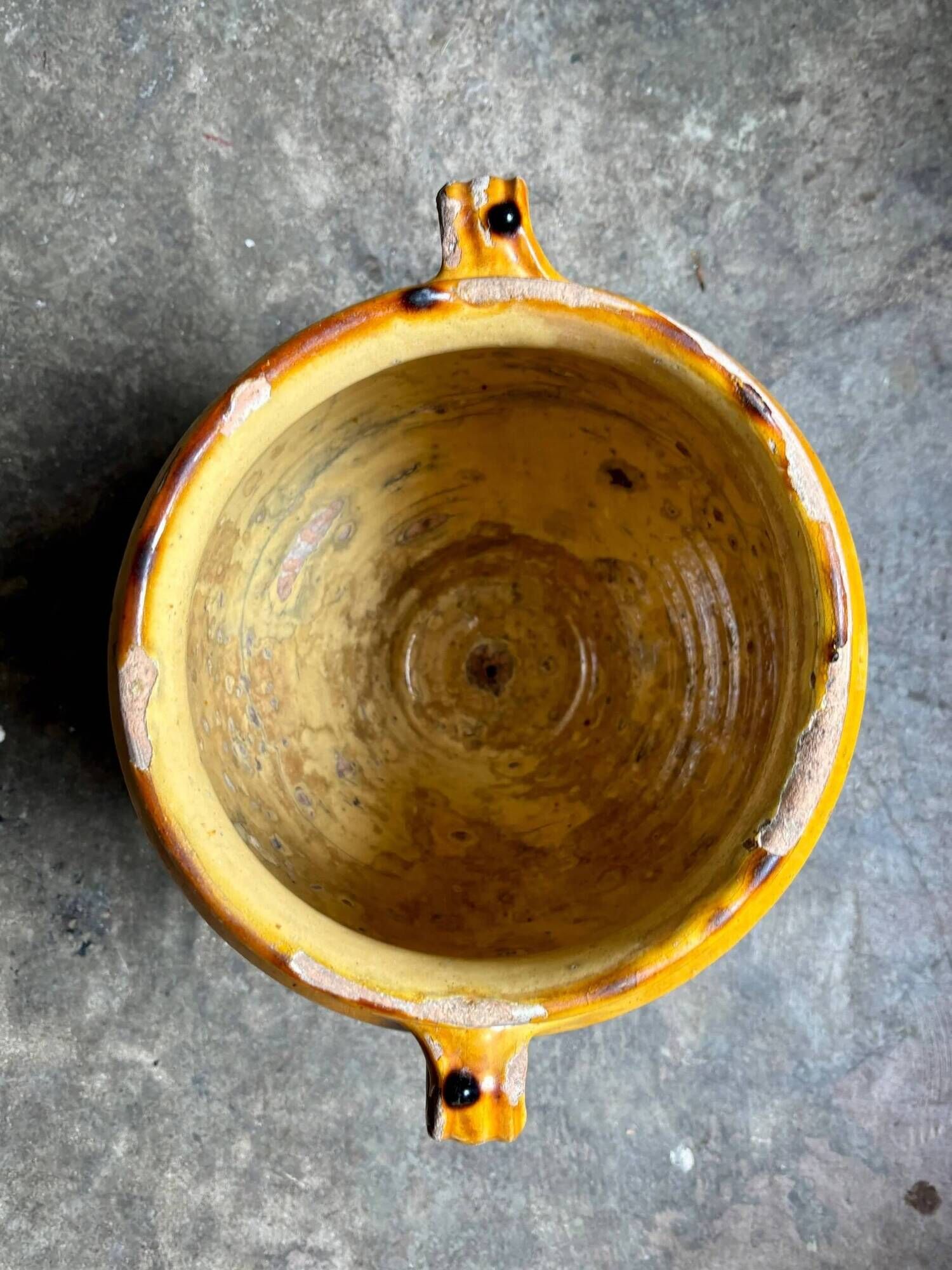 Grease pot, ochre glazed ceramic jar no. 2 - 18th century