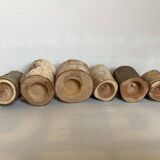 Six wooden candlesticks