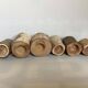 Six wooden candlesticks