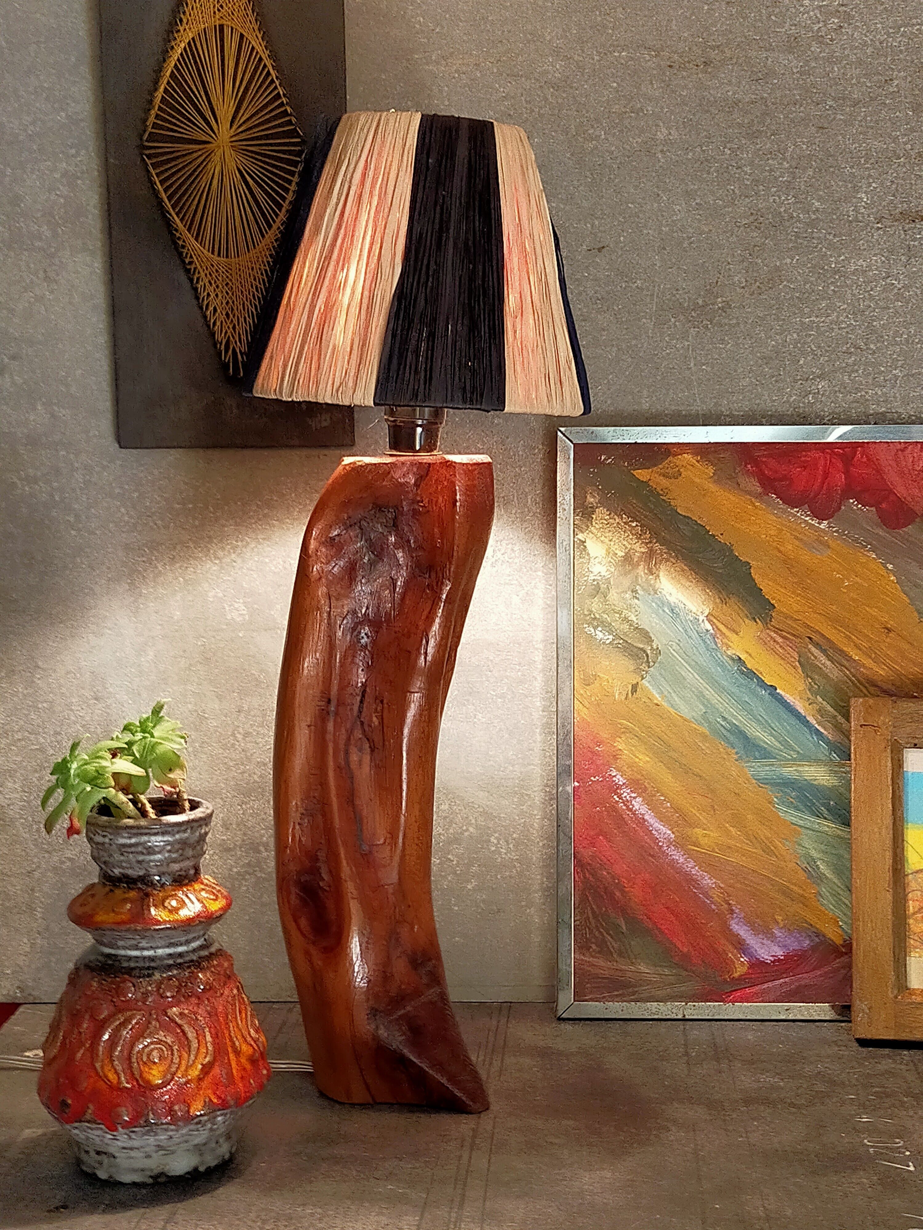 Free-form solid wood pose lamp in 1950s