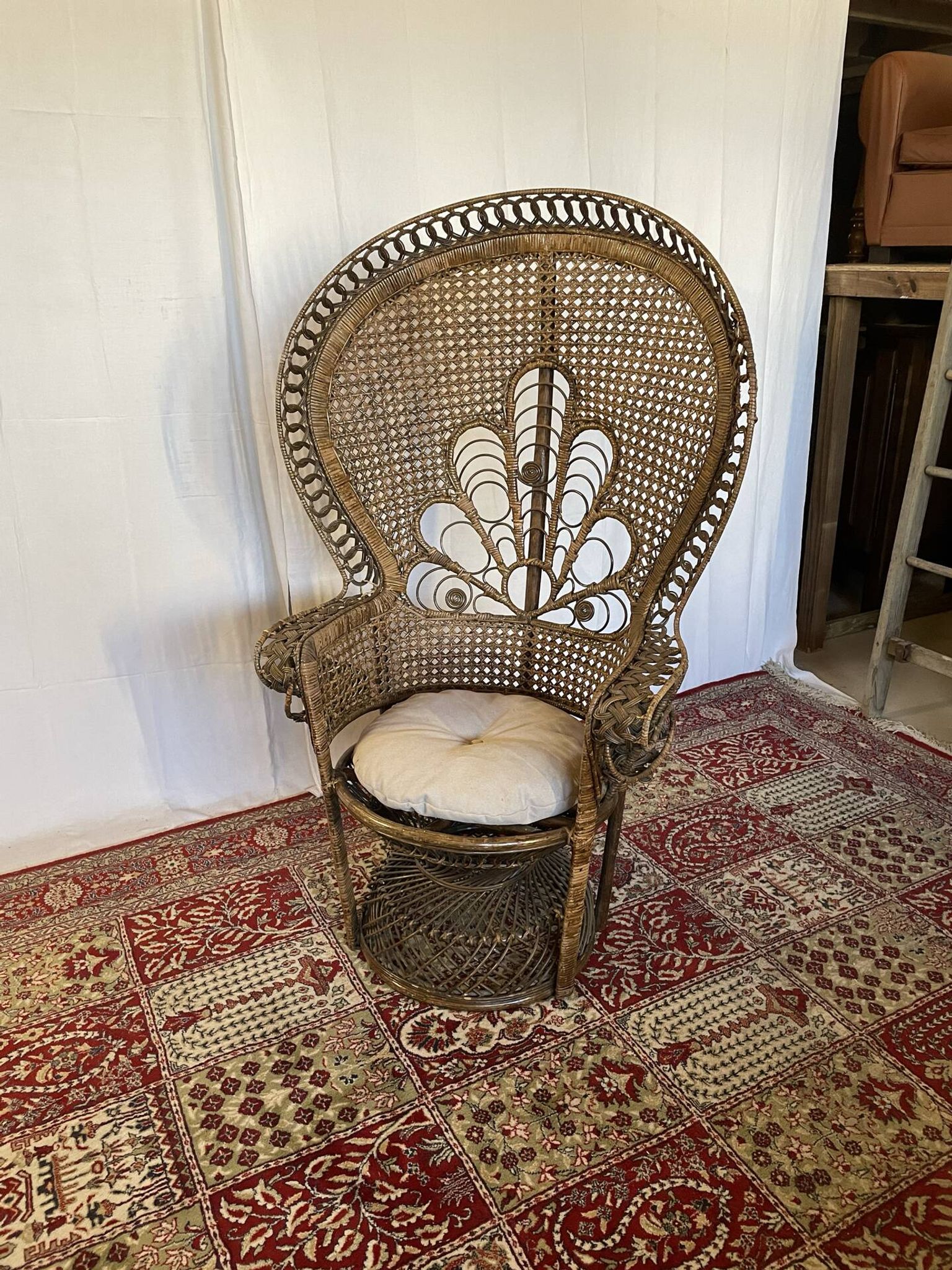Vintage Emmanuelle armchair in rattan