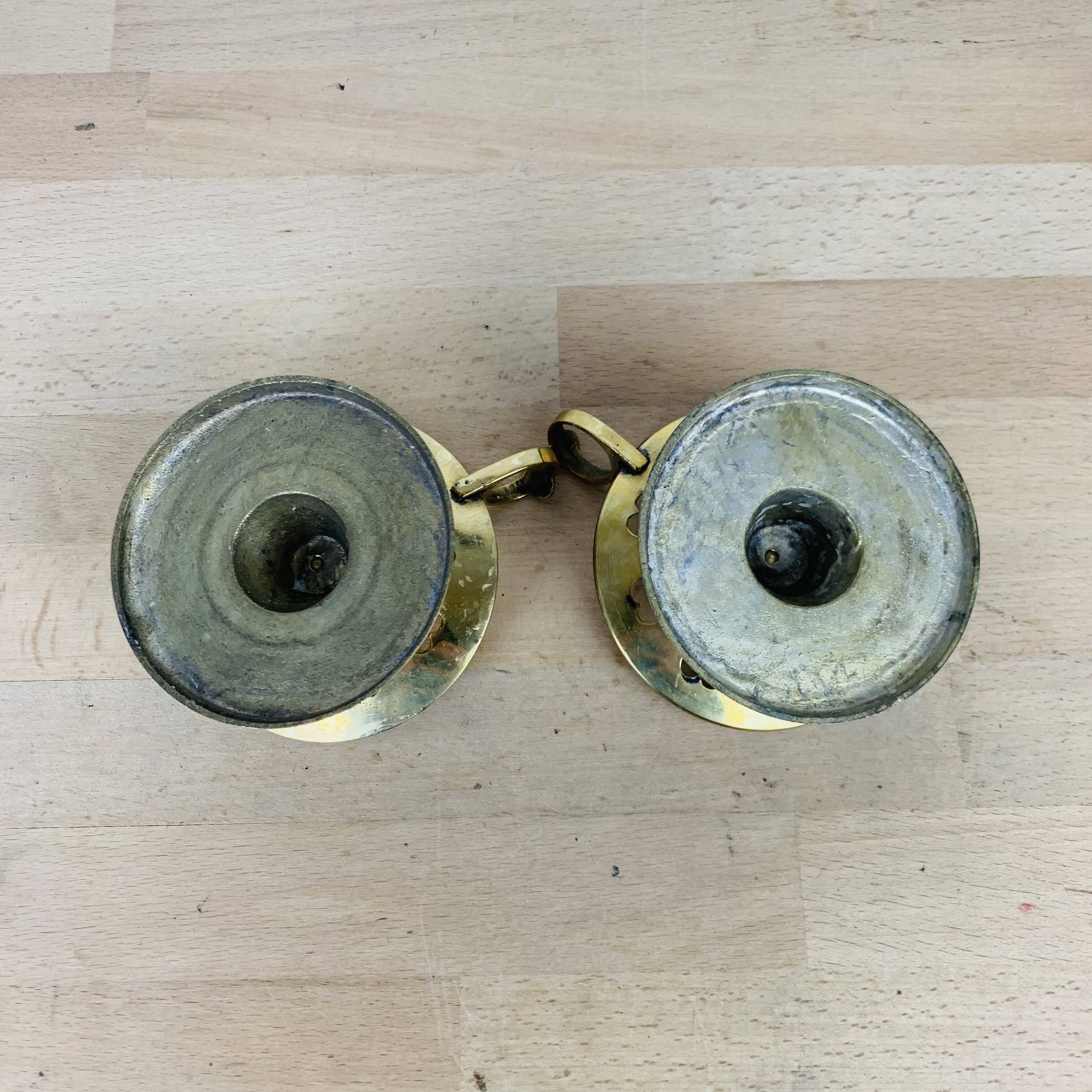 Pair of gilded brass cellar rat candlesticks