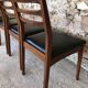 Set of 4 Scandinavian chairs teak and black skai 60s