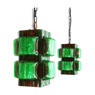 Hillebrand hanging lights in green acrylic, 1960