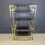 Vintage brass and chrome wall unit, 1970s