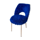 Chair in royal blue moumoute and brass legs 60s