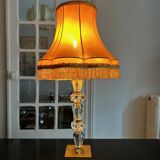 large crystal and brass lamp