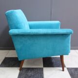 Blue velvet armchair 1960s