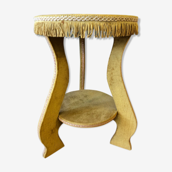 Vintage side table in golden velvet