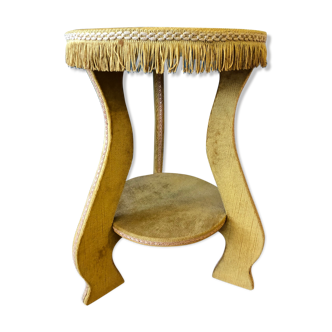 Vintage side table in golden velvet