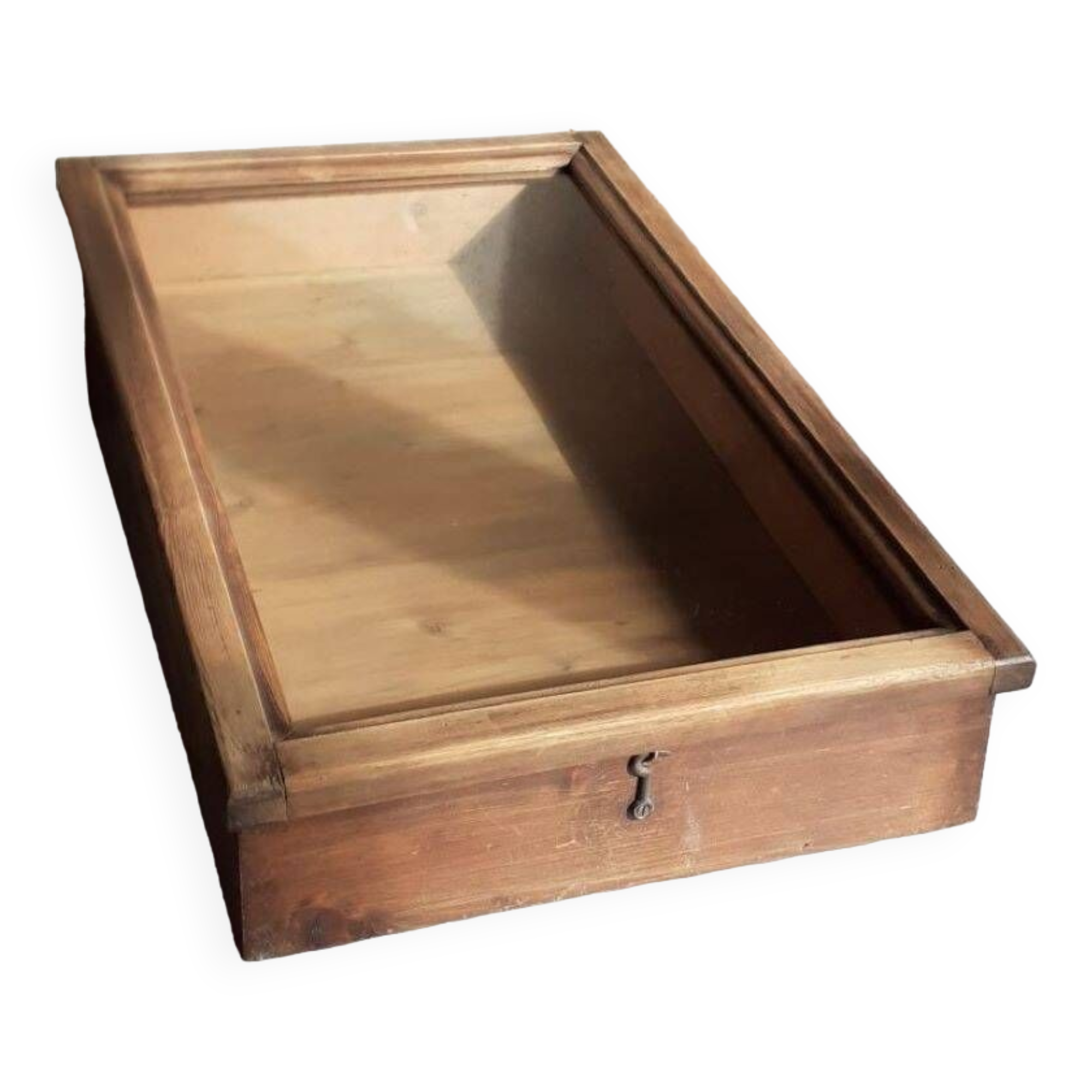 Old sloping pine display case