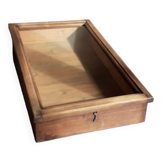 Old sloping pine display case
