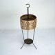 Mid-Century Umbrella Stand in Iron and Brass with Neoclassical Relief, Ital