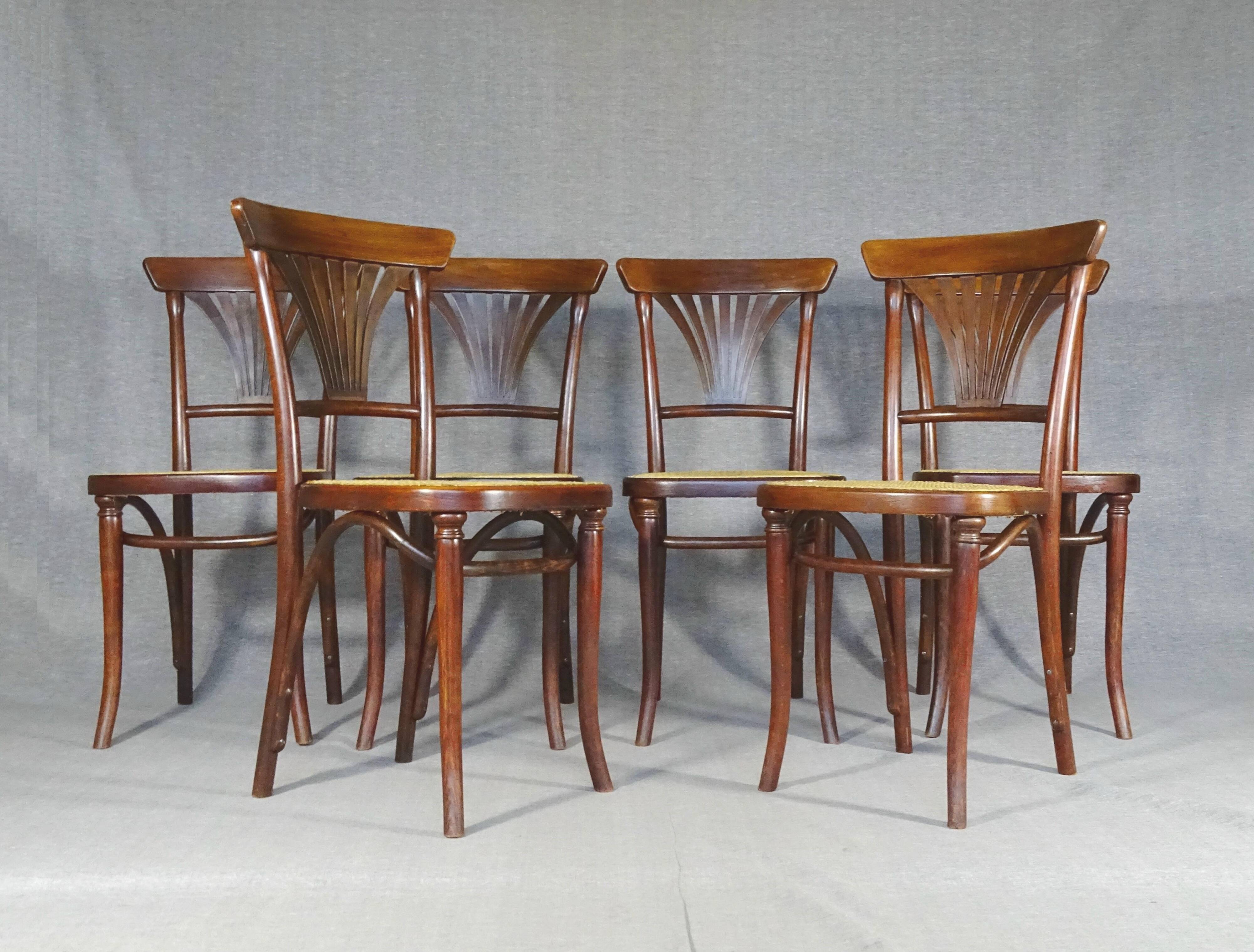 Set of 6 caned chairs, Thonet No. 221, circa 1910