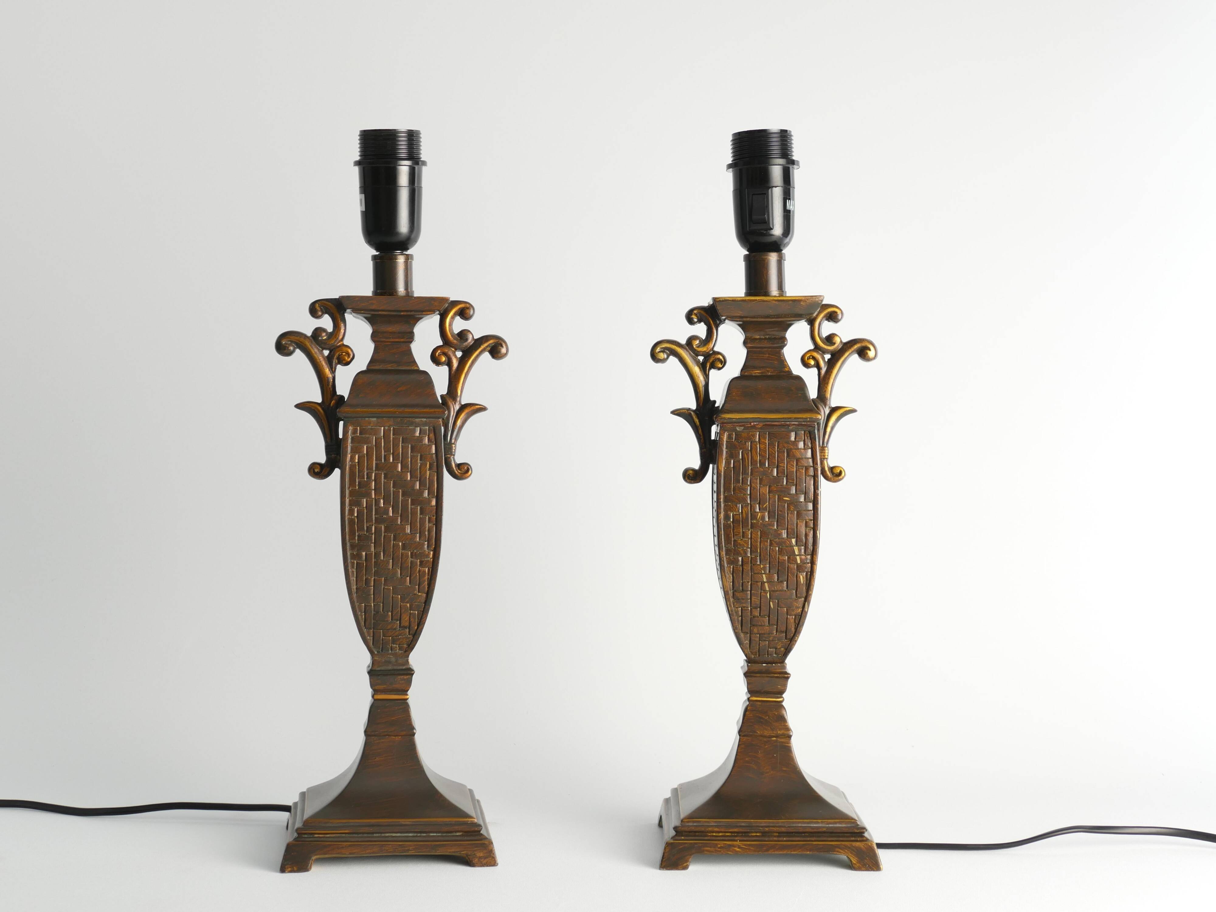 Chinoiserie Faux Rattan Amphora Table Lamps by Aneta, Sweden 1980's