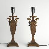 Chinoiserie Faux Rattan Amphora Table Lamps by Aneta, Sweden 1980's