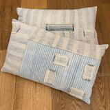 Cushion in old woven kilim style canvas, patched