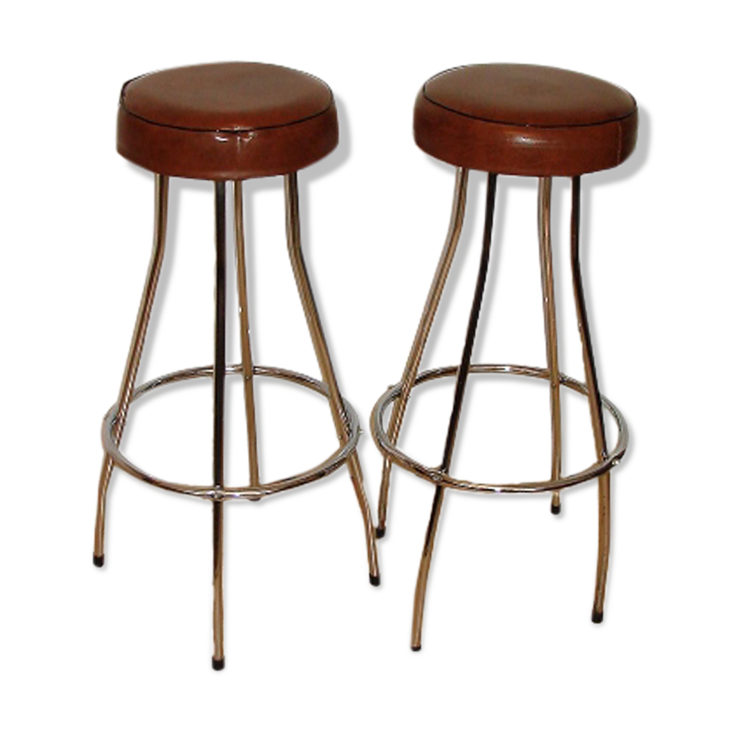 Pair of hockers, bar chairs 70s