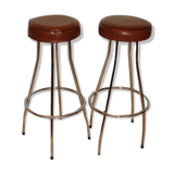 Pair of hockers, bar chairs 70s