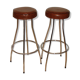 Pair of hockers, bar chairs 70s