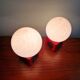 Paire de lampes de chevet en céramique rouge et opaline blanche, 1970