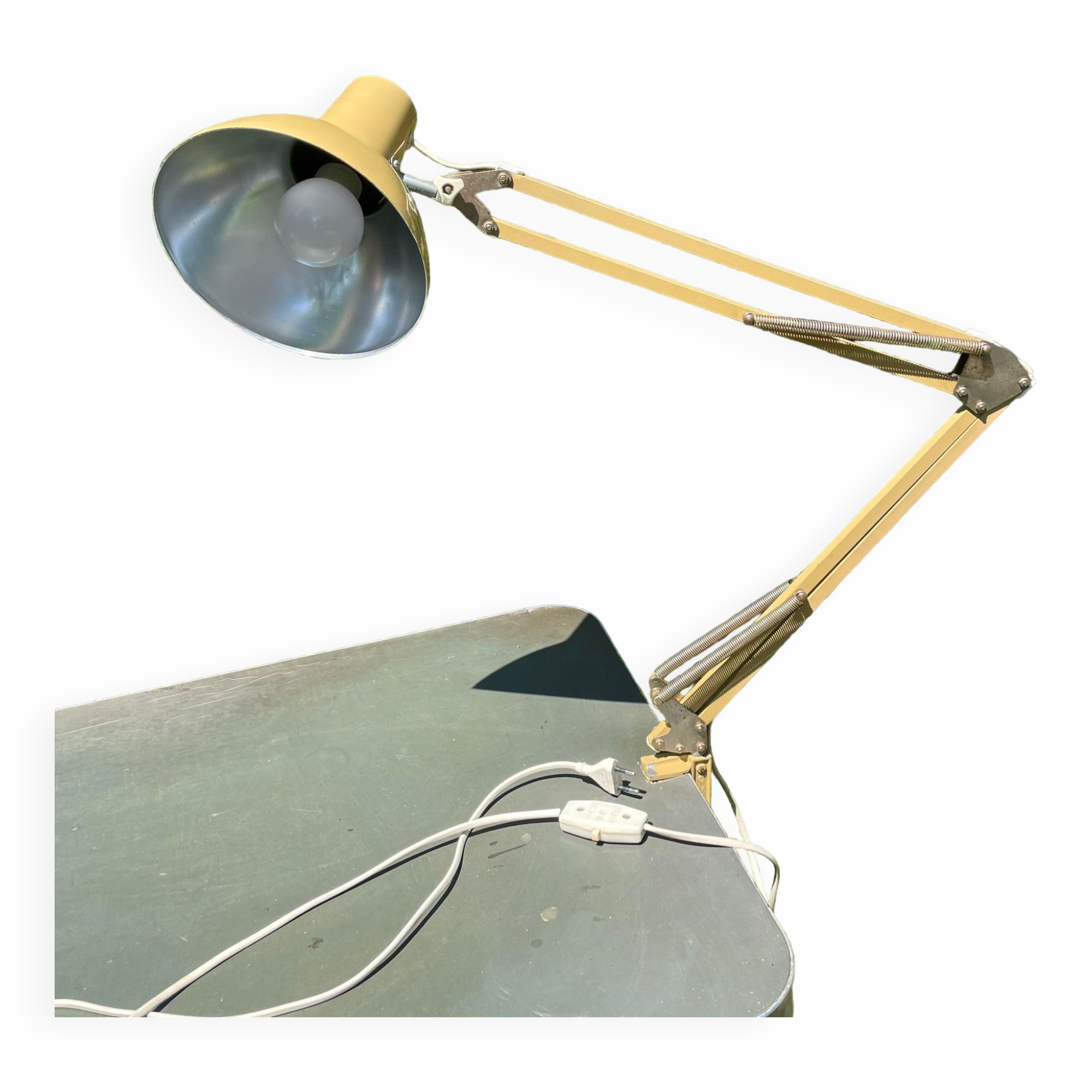 Architect lamp Wechselstrom beige sand color Made GDR (Germany)model large arm 70s.