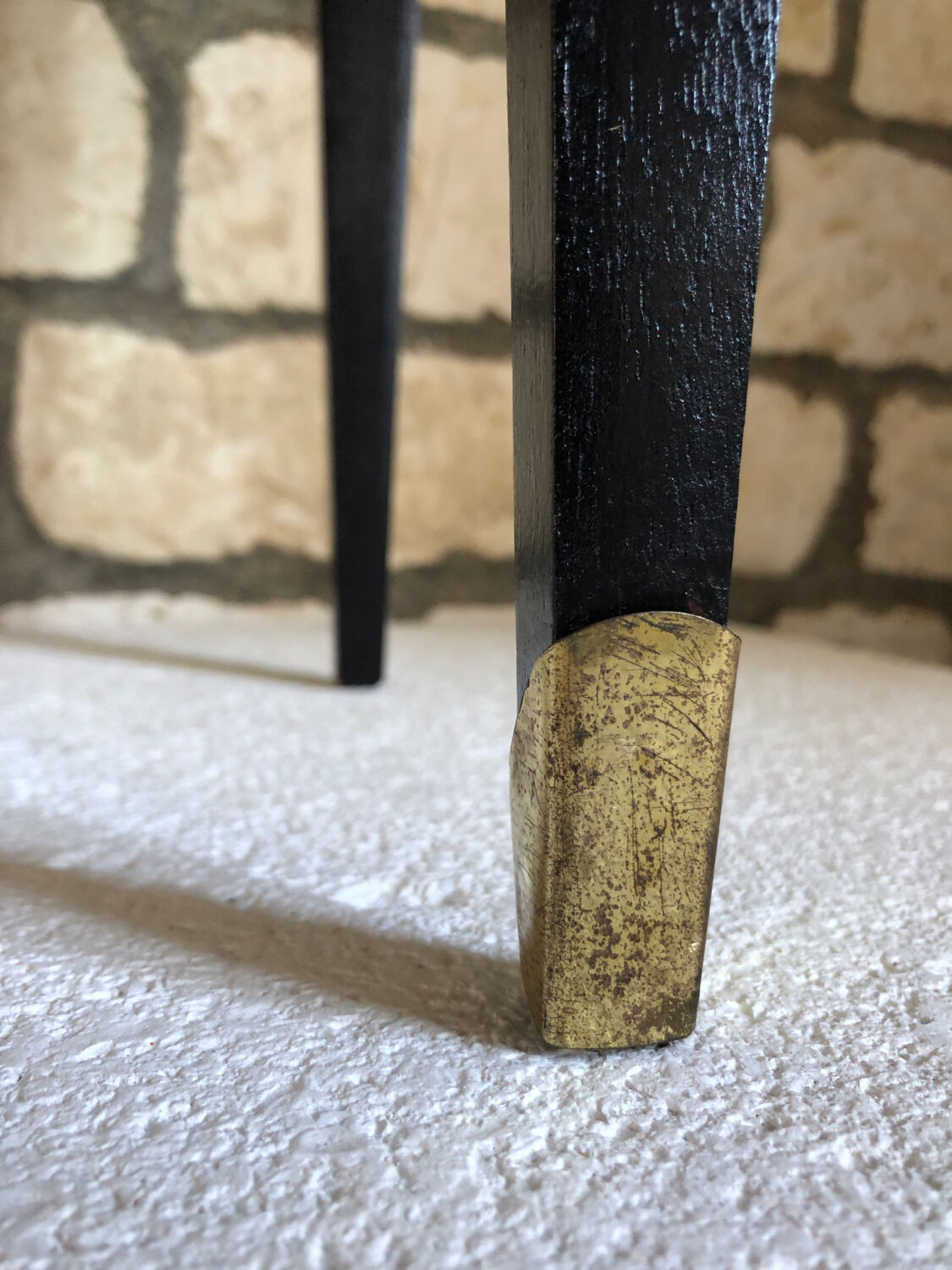 Vintage black and brass bedside table - 1950s style