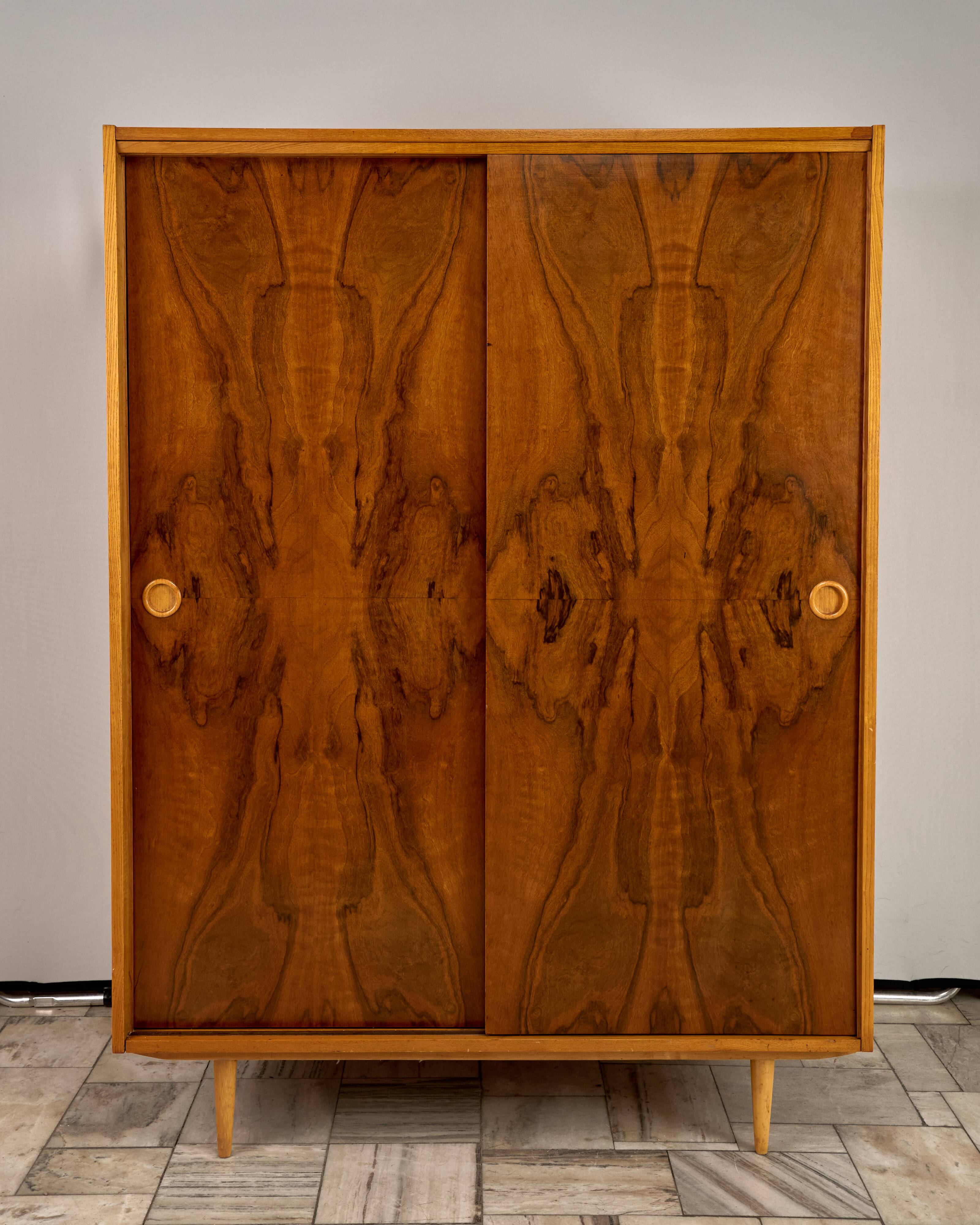 Vintage Wardrobe with sliding doors, 1960s, Czechoslovakia