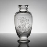 French 19th Century Eugene Michel Miniature Intaglio Carved Glass Vase